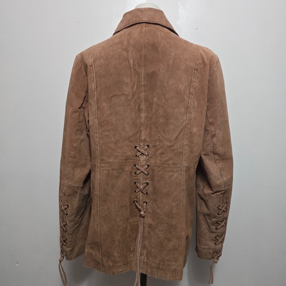 rue21 Suede Leather Blazer XL Brown Lace Up Corset Western Jacket - Picture 5 of 7